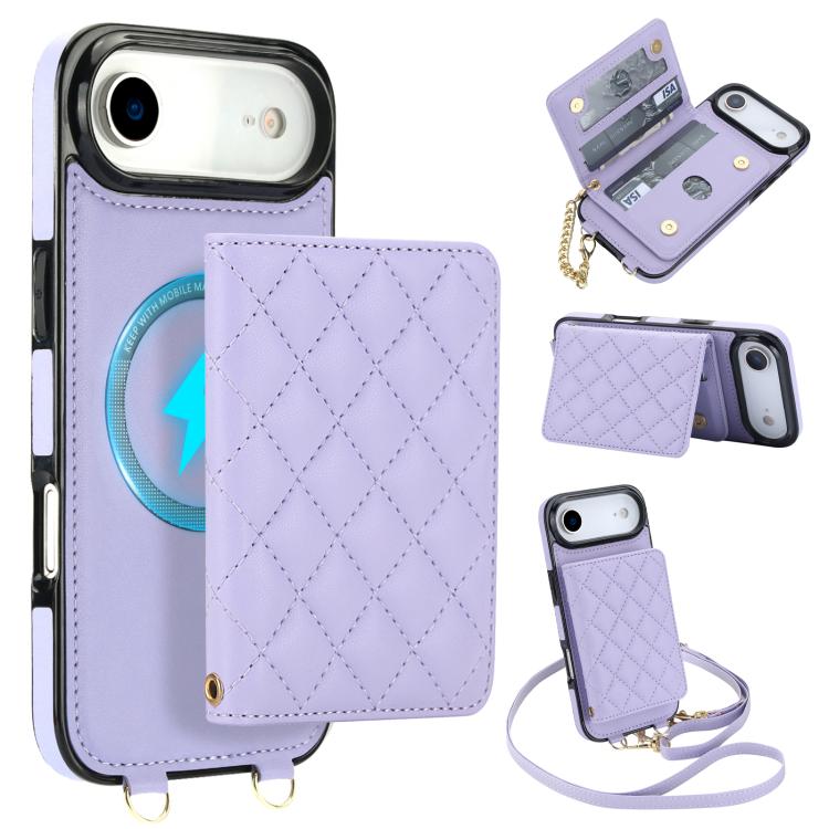 Portafoglio romboidale con custodia magnetica per telefono, tracolla e cinturino da polso, For iPhone Air, For iPhone 16 Pro Max, For iPhone 16 Pro, For iPhone 16 Plus