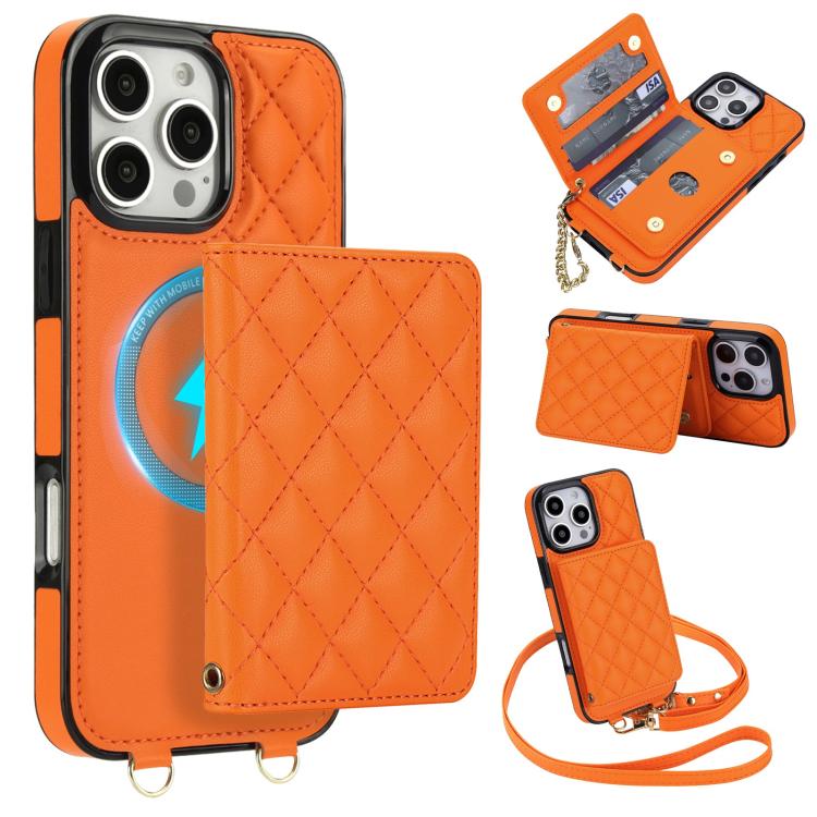 Portafoglio romboidale con custodia magnetica per telefono, tracolla e cinturino da polso, For iPhone Air, For iPhone 16 Pro Max, For iPhone 16 Pro, For iPhone 16 Plus
