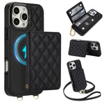 Portafoglio romboidale con custodia magnetica per telefono, tracolla e cinturino da polso, For iPhone Air, For iPhone 16 Pro Max, For iPhone 16 Pro, For iPhone 16 Plus