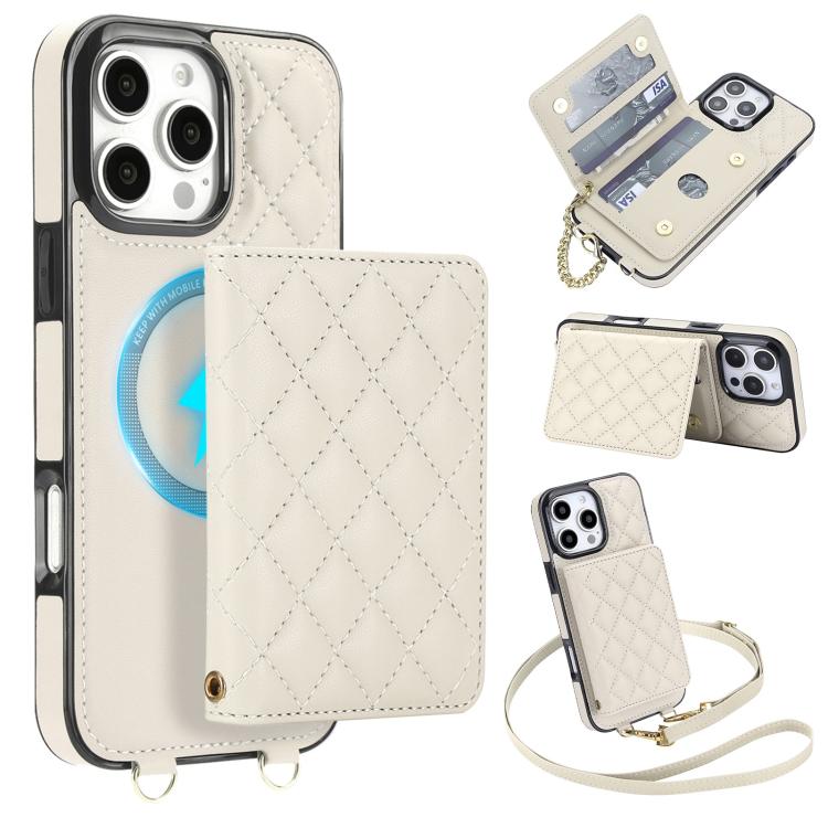 Portafoglio romboidale con custodia magnetica per telefono, tracolla e cinturino da polso, For iPhone Air, For iPhone 16 Pro Max, For iPhone 16 Pro, For iPhone 16 Plus