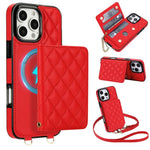 Portafoglio romboidale con custodia magnetica per telefono, tracolla e cinturino da polso, For iPhone Air, For iPhone 16 Pro Max, For iPhone 16 Pro, For iPhone 16 Plus