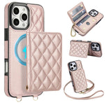 Portafoglio romboidale con custodia magnetica per telefono, tracolla e cinturino da polso, For iPhone Air, For iPhone 16 Pro Max, For iPhone 16 Pro, For iPhone 16 Plus