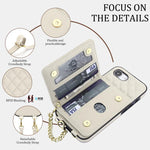 Portafoglio romboidale con custodia magnetica per telefono, tracolla e cinturino da polso, For iPhone 17e / 16e, For iPhone 17 Pro Max, For iPhone 17 Pro, For iPhone 17