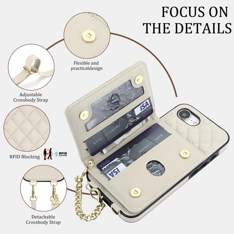Portafoglio romboidale con custodia magnetica per telefono, tracolla e cinturino da polso, For iPhone 17e / 16e, For iPhone 17 Pro Max, For iPhone 17 Pro, For iPhone 17