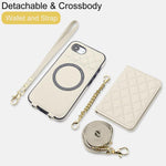 Portafoglio romboidale con custodia magnetica per telefono, tracolla e cinturino da polso, For iPhone 17e / 16e, For iPhone 17 Pro Max, For iPhone 17 Pro, For iPhone 17