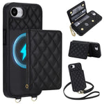 Portafoglio romboidale con custodia magnetica per telefono, tracolla e cinturino da polso, For iPhone 17e / 16e, For iPhone 17 Pro Max, For iPhone 17 Pro, For iPhone 17