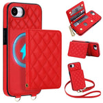 Portafoglio romboidale con custodia magnetica per telefono, tracolla e cinturino da polso, For iPhone 17e / 16e, For iPhone 17 Pro Max, For iPhone 17 Pro, For iPhone 17