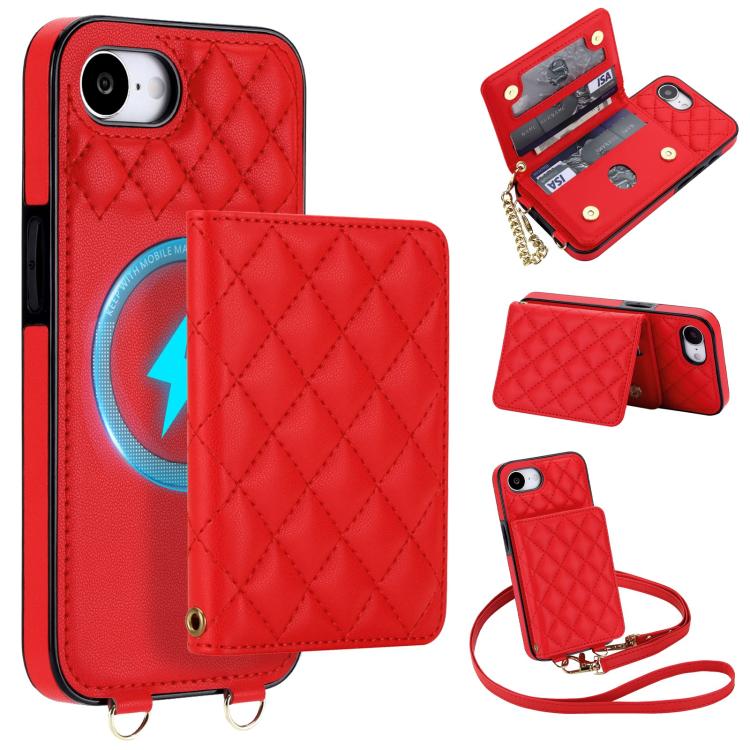 Portafoglio romboidale con custodia magnetica per telefono, tracolla e cinturino da polso, For iPhone 17e / 16e, For iPhone 17 Pro Max, For iPhone 17 Pro, For iPhone 17
