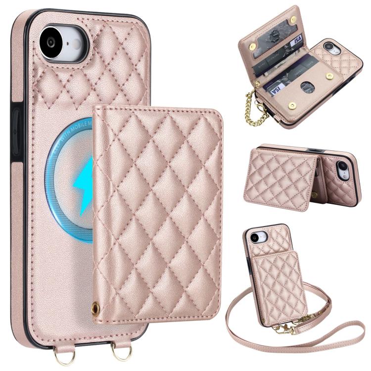 Portafoglio romboidale con custodia magnetica per telefono, tracolla e cinturino da polso, For iPhone 17e / 16e, For iPhone 17 Pro Max, For iPhone 17 Pro, For iPhone 17