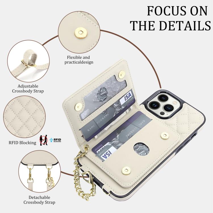 Portafoglio romboidale con custodia magnetica per telefono, tracolla e cinturino da polso, For iPhone 13 Pro Max, For iPhone 13 Pro, For iPhone 12 / 12 Pro, For iPhone 12 Pro Max