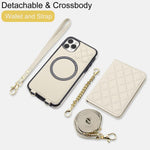 Portafoglio romboidale con custodia magnetica per telefono, tracolla e cinturino da polso, For iPhone 11 Pro Max, For iPhone 11, For iPhone 11 Pro