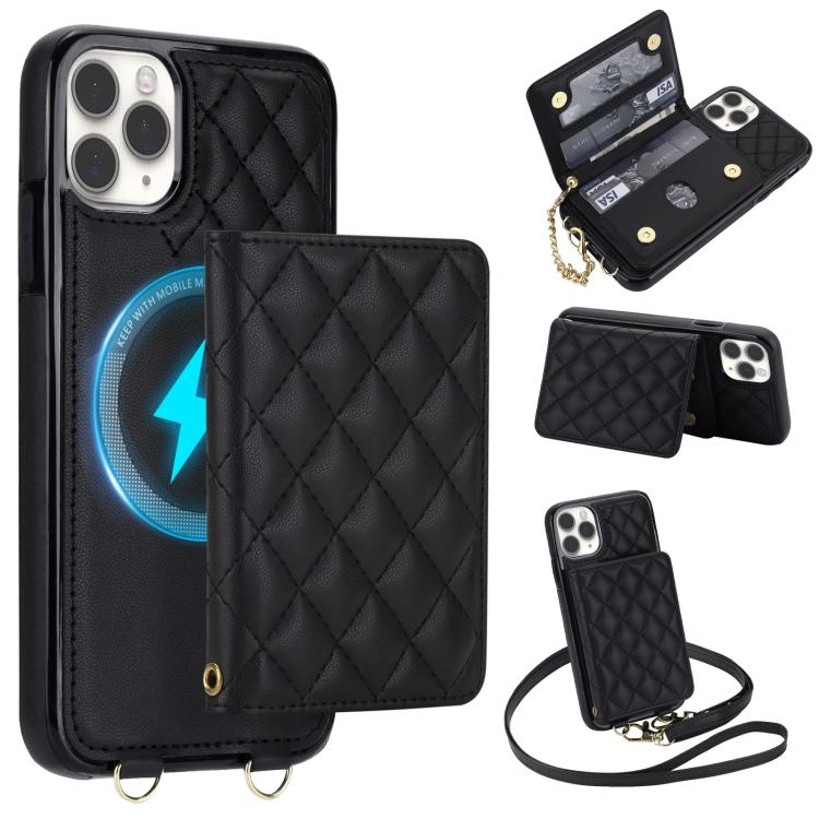 Portafoglio romboidale con custodia magnetica per telefono, tracolla e cinturino da polso, For iPhone 11 Pro Max, For iPhone 11, For iPhone 11 Pro