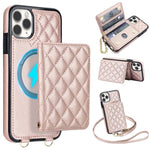 Portafoglio romboidale con custodia magnetica per telefono, tracolla e cinturino da polso, For iPhone 11 Pro Max, For iPhone 11, For iPhone 11 Pro