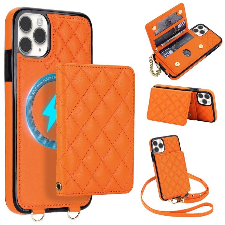 Portafoglio romboidale con custodia magnetica per telefono, tracolla e cinturino da polso, For iPhone 11 Pro Max, For iPhone 11, For iPhone 11 Pro