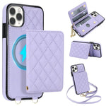 Portafoglio romboidale con custodia magnetica per telefono, tracolla e cinturino da polso, For iPhone 11 Pro Max, For iPhone 11, For iPhone 11 Pro