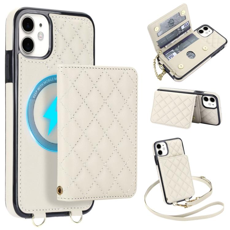 Portafoglio romboidale con custodia magnetica per telefono, tracolla e cinturino da polso, For iPhone 11 Pro Max, For iPhone 11, For iPhone 11 Pro