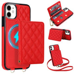 Portafoglio romboidale con custodia magnetica per telefono, tracolla e cinturino da polso, For iPhone 11 Pro Max, For iPhone 11, For iPhone 11 Pro