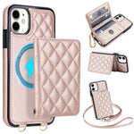 Portafoglio romboidale con custodia magnetica per telefono, tracolla e cinturino da polso, For iPhone 11 Pro Max, For iPhone 11, For iPhone 11 Pro