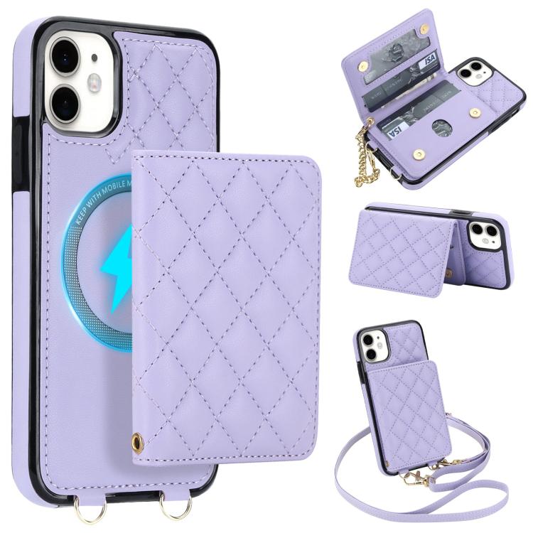 Portafoglio romboidale con custodia magnetica per telefono, tracolla e cinturino da polso, For iPhone 11 Pro Max, For iPhone 11, For iPhone 11 Pro