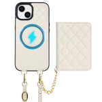 Portafoglio romboidale con custodia magnetica per telefono, tracolla e cinturino da polso, For iPhone 15, For iPhone 14 / 13, For iPhone 14 Pro, For iPhone 14 Pro Max