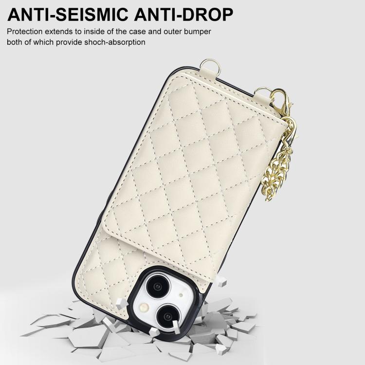 Portafoglio romboidale con custodia magnetica per telefono, tracolla e cinturino da polso, For iPhone 15, For iPhone 14 / 13, For iPhone 14 Pro, For iPhone 14 Pro Max