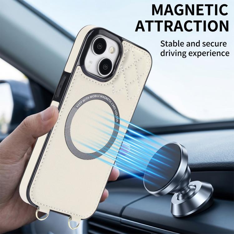Portafoglio romboidale con custodia magnetica per telefono, tracolla e cinturino da polso, For iPhone 15, For iPhone 14 / 13, For iPhone 14 Pro, For iPhone 14 Pro Max