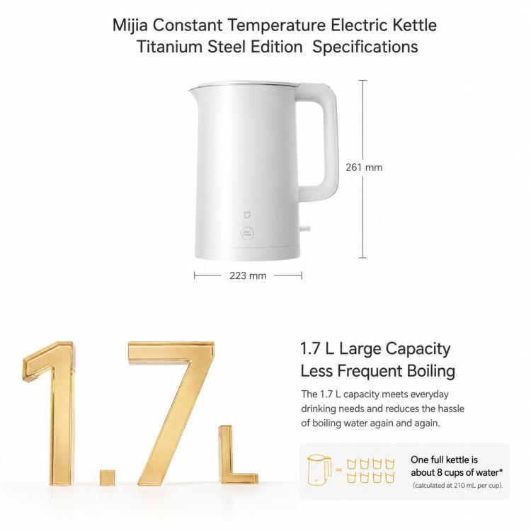 Bollitore elettrico Xiaomi Mijia in acciaio titanio 1,7L