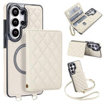 Portafoglio romboidale con custodia magnetica per telefono, tracolla e cinturino da polso, For Galaxy S26+ 5G, For Galaxy S26 Ultra 5G, For Galaxy S26 5G, For Galaxy S25 FE 5G
