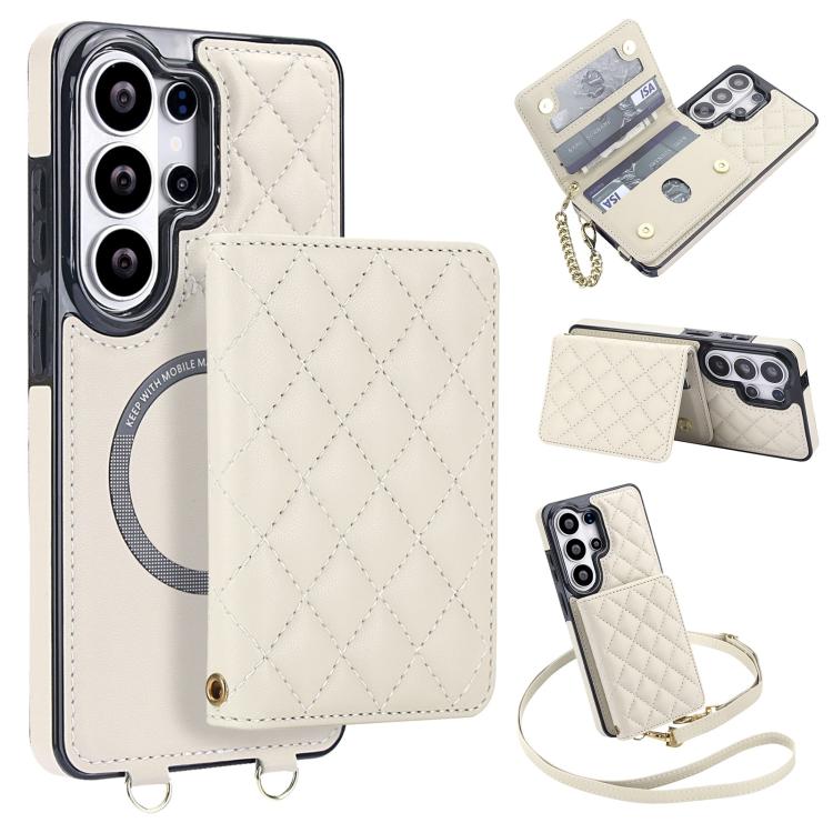 Portafoglio romboidale con custodia magnetica per telefono, tracolla e cinturino da polso, For Galaxy S26+ 5G, For Galaxy S26 Ultra 5G, For Galaxy S26 5G, For Galaxy S25 FE 5G