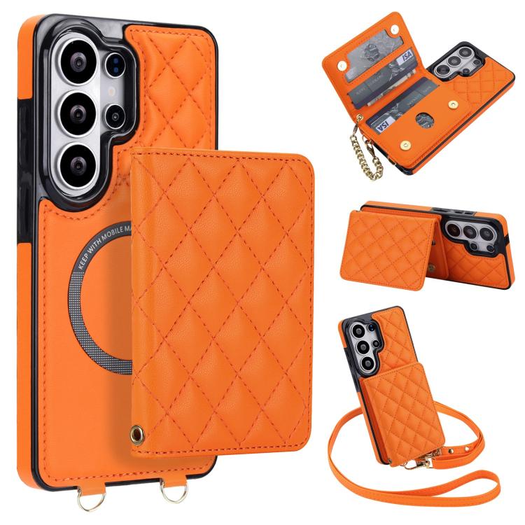 Portafoglio romboidale con custodia magnetica per telefono, tracolla e cinturino da polso, For Galaxy S26+ 5G, For Galaxy S26 Ultra 5G, For Galaxy S26 5G, For Galaxy S25 FE 5G