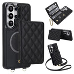 Portafoglio romboidale con custodia magnetica per telefono, tracolla e cinturino da polso, For Galaxy S26+ 5G, For Galaxy S26 Ultra 5G, For Galaxy S26 5G, For Galaxy S25 FE 5G