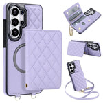Portafoglio romboidale con custodia magnetica per telefono, tracolla e cinturino da polso, For Galaxy S26+ 5G, For Galaxy S26 Ultra 5G, For Galaxy S26 5G, For Galaxy S25 FE 5G