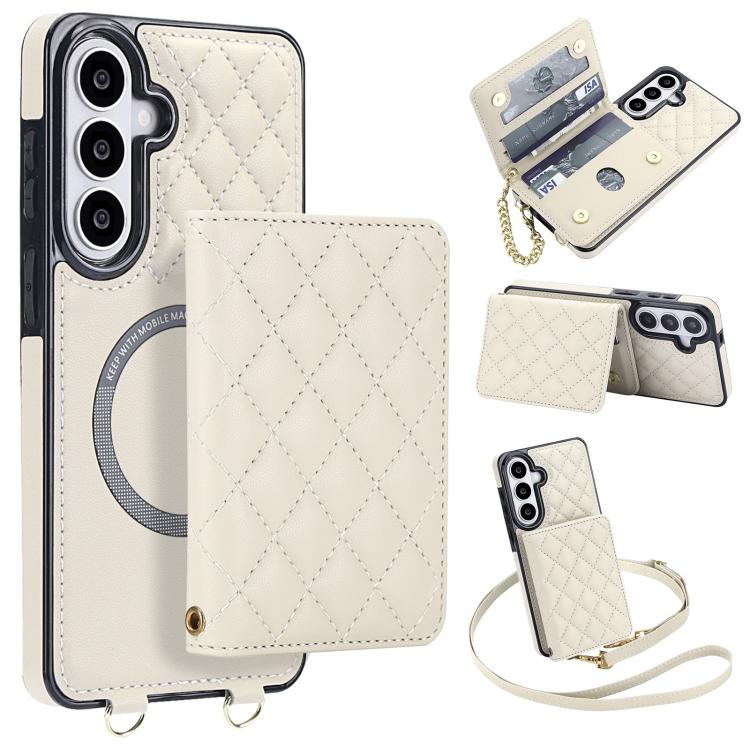 Portafoglio romboidale con custodia magnetica per telefono, tracolla e cinturino da polso, For Galaxy S26+ 5G, For Galaxy S26 Ultra 5G, For Galaxy S26 5G, For Galaxy S25 FE 5G