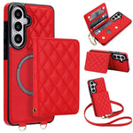 Portafoglio romboidale con custodia magnetica per telefono, tracolla e cinturino da polso, For Galaxy S26+ 5G, For Galaxy S26 Ultra 5G, For Galaxy S26 5G, For Galaxy S25 FE 5G