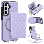 Portafoglio romboidale con custodia magnetica per telefono, tracolla e cinturino da polso, For Galaxy S26+ 5G, For Galaxy S26 Ultra 5G, For Galaxy S26 5G, For Galaxy S25 FE 5G
