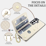Portafoglio romboidale con custodia magnetica per telefono, tracolla e cinturino da polso, For Galaxy S26+ 5G, For Galaxy S26 Ultra 5G, For Galaxy S26 5G, For Galaxy S25 FE 5G