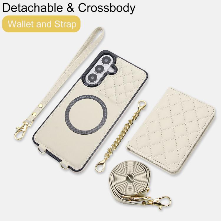 Portafoglio romboidale con custodia magnetica per telefono, tracolla e cinturino da polso, For Galaxy S26+ 5G, For Galaxy S26 Ultra 5G, For Galaxy S26 5G, For Galaxy S25 FE 5G