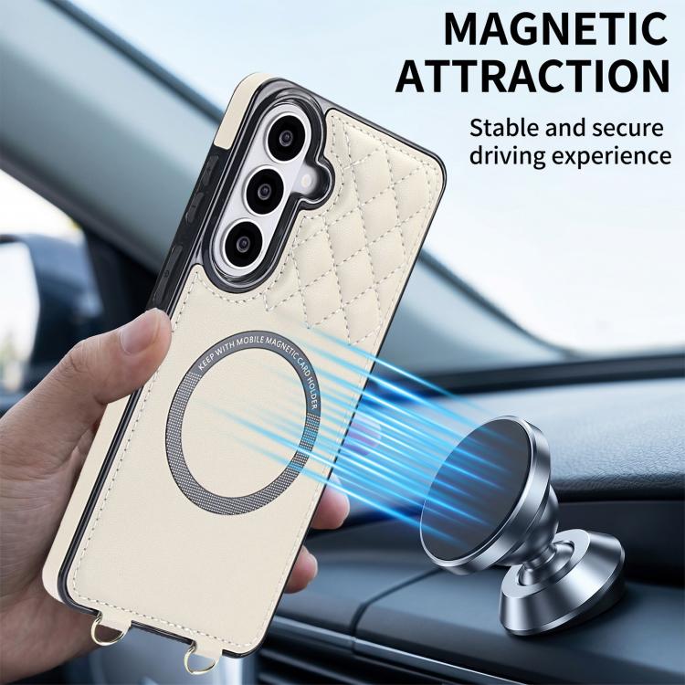Portafoglio romboidale con custodia magnetica per telefono, tracolla e cinturino da polso, For Galaxy S26+ 5G, For Galaxy S26 Ultra 5G, For Galaxy S26 5G, For Galaxy S25 FE 5G