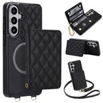 Portafoglio romboidale con custodia magnetica per telefono, tracolla e cinturino da polso, For Galaxy S26+ 5G, For Galaxy S26 Ultra 5G, For Galaxy S26 5G, For Galaxy S25 FE 5G