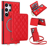 Portafoglio romboidale con custodia magnetica per telefono, tracolla e cinturino da polso, For Galaxy S25 Edge 5G, For Galaxy S25 5G, For Galaxy S25+ 5G, For Galaxy S25 Ultra 5G
