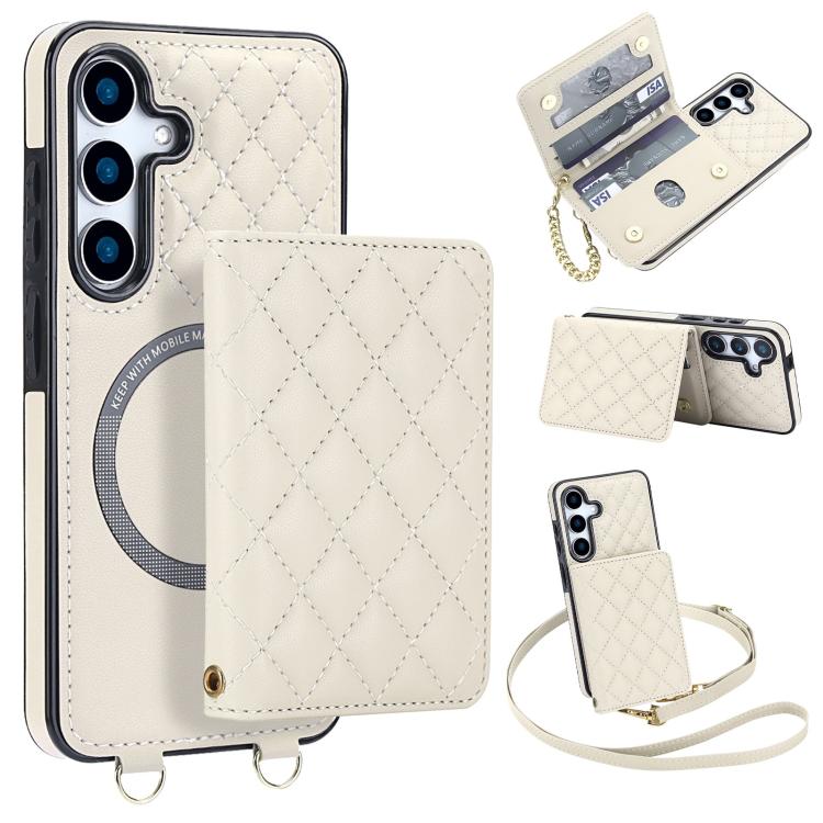 Portafoglio romboidale con custodia magnetica per telefono, tracolla e cinturino da polso, For Galaxy S25 Edge 5G, For Galaxy S25 5G, For Galaxy S25+ 5G, For Galaxy S25 Ultra 5G