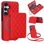 Portafoglio romboidale con custodia magnetica per telefono, tracolla e cinturino da polso, For Galaxy S26+ 5G, For Galaxy S26 Ultra 5G, For Galaxy S26 5G, For Galaxy S25 FE 5G