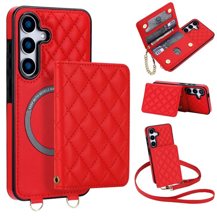 Portafoglio romboidale con custodia magnetica per telefono, tracolla e cinturino da polso, For Galaxy S26+ 5G, For Galaxy S26 Ultra 5G, For Galaxy S26 5G, For Galaxy S25 FE 5G