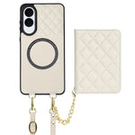 Portafoglio romboidale con custodia magnetica per telefono, tracolla e cinturino da polso, For Galaxy S25 Edge 5G, For Galaxy S25 5G, For Galaxy S25+ 5G, For Galaxy S25 Ultra 5G