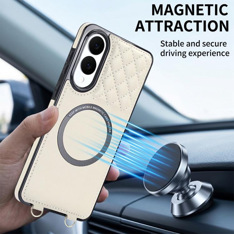 Portafoglio romboidale con custodia magnetica per telefono, tracolla e cinturino da polso, For Galaxy S25 Edge 5G, For Galaxy S25 5G, For Galaxy S25+ 5G, For Galaxy S25 Ultra 5G