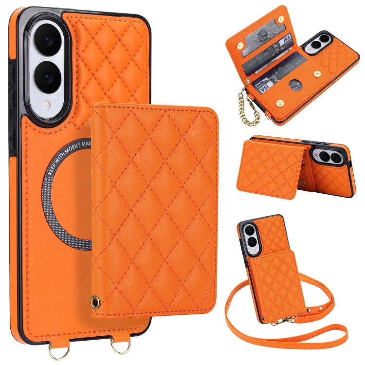 Portafoglio romboidale con custodia magnetica per telefono, tracolla e cinturino da polso, For Galaxy S25 Edge 5G, For Galaxy S25 5G, For Galaxy S25+ 5G, For Galaxy S25 Ultra 5G