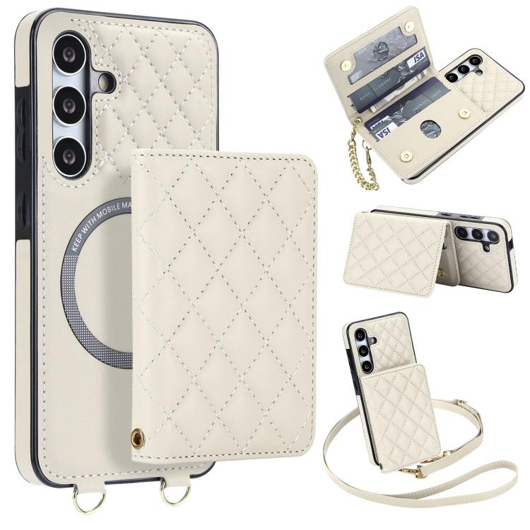 Portafoglio romboidale con custodia magnetica per telefono, tracolla e cinturino da polso, For Galaxy S24 FE 5G, For Galaxy S24 Ultra 5G, For Galaxy S24+ 5G, For Galaxy S24 5G
