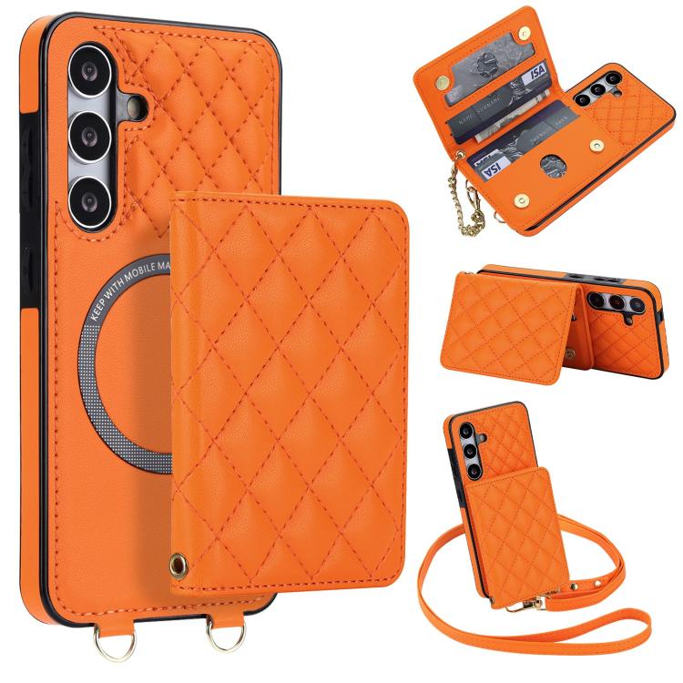 Portafoglio romboidale con custodia magnetica per telefono, tracolla e cinturino da polso, For Galaxy S24 FE 5G, For Galaxy S24 Ultra 5G, For Galaxy S24+ 5G, For Galaxy S24 5G