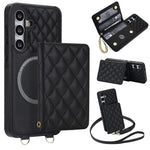 Portafoglio romboidale con custodia magnetica per telefono, tracolla e cinturino da polso, For Galaxy S24 FE 5G, For Galaxy S24 Ultra 5G, For Galaxy S24+ 5G, For Galaxy S24 5G