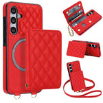 Portafoglio romboidale con custodia magnetica per telefono, tracolla e cinturino da polso, For Galaxy S24 FE 5G, For Galaxy S24 Ultra 5G, For Galaxy S24+ 5G, For Galaxy S24 5G